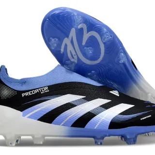 Adidas Predator HybridTouch Black Light Blue Firm-Ground Soccer Shoes