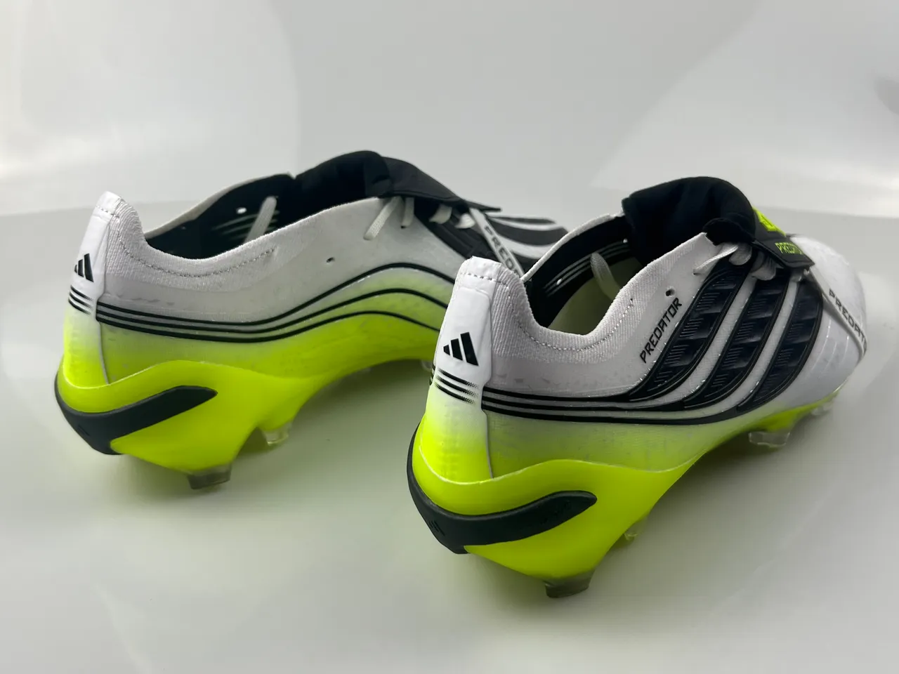 Adidas Predator Nanostrike+ Branco Preto Amarelo Neón Solo Firme Sapatos de Futebol 3