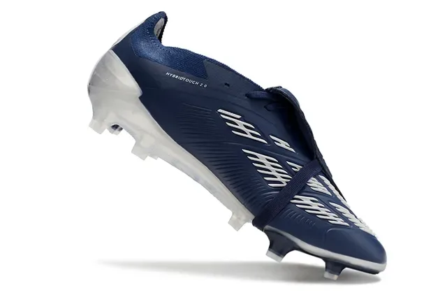 Adidas Predator Navy White Zapatillas de fútbol sin cordones cierre con correa tres rayas upper sintético superficie firme 2