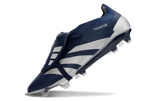 Adidas Predator Navy White Zapatillas de fútbol sin cordones cierre con correa tres rayas upper sintético superficie firme 3