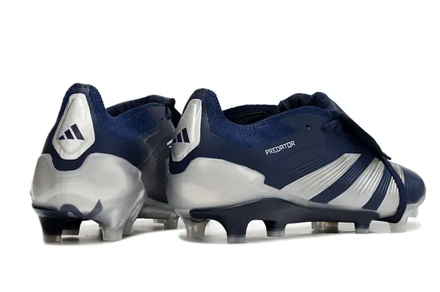 Adidas Predator Navy White Zapatillas de fútbol sin cordones cierre con correa tres rayas upper sintético superficie firme 5