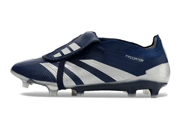 Adidas Predator Navy White Zapatillas de fútbol sin cordones cierre con correa tres rayas upper sintético superficie firme 7
