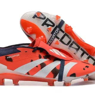 Adidas Predator Orange Noir Sans Lacets Fermeture à Bretelle Imprimé Animal Superposition Terrain Ferme Chaussures de Football