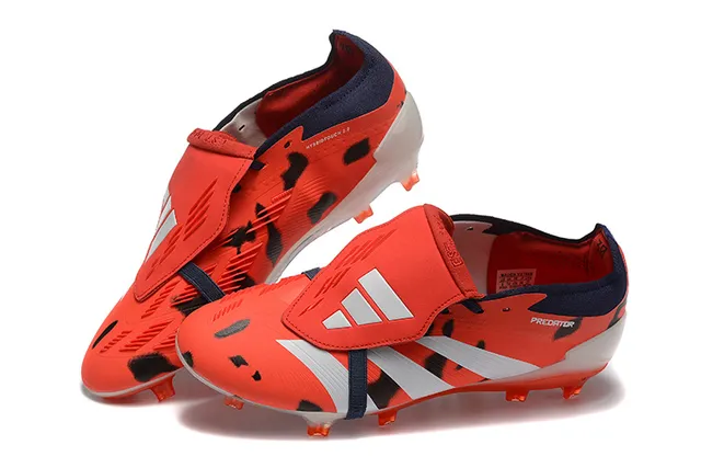 Adidas Predator Naranja Negro Sin Cordones Cierre con Correa Superposición con Imagen Animal Césped Firme Zapatos de Fútbol 3