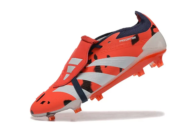 Adidas Predator Naranja Negro Sin Cordones Cierre con Correa Superposición con Imagen Animal Césped Firme Zapatos de Fútbol 5