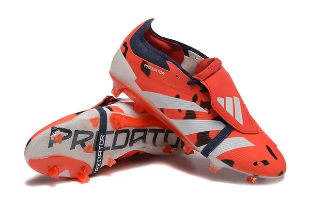 Adidas Predator Naranja Negro Sin Cordones Cierre con Correa Superposición con Imagen Animal Césped Firme Zapatos de Fútbol 6