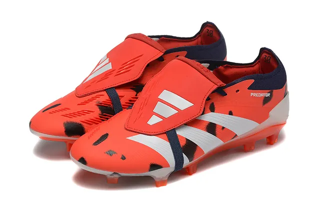 Adidas Predator Naranja Negro Sin Cordones Cierre con Correa Superposición con Imagen Animal Césped Firme Zapatos de Fútbol 8