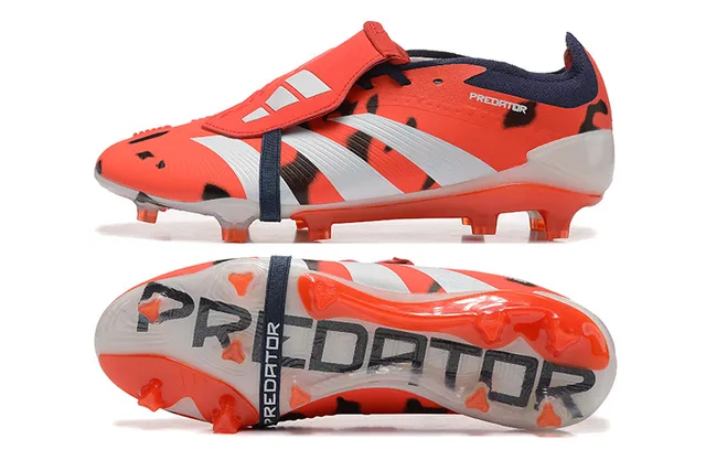 Adidas Predator Naranja Negro Sin Cordones Cierre con Correa Superposición con Imagen Animal Césped Firme Zapatos de Fútbol 9