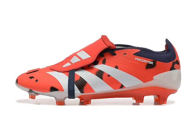 Adidas Predator Naranja Negro Sin Cordones Cierre con Correa Superposición con Imagen Animal Césped Firme Zapatos de Fútbol 10