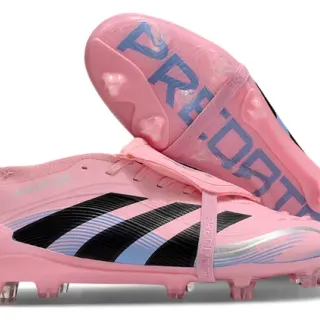 Adidas Predator Rose Noir Bas Lace-Lock Bottine Recouvrement Texturé de l'Avant-Pied Sol Ferme Chaussures de Football