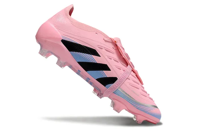 Adidas Predator Rose Noir Bas Lace-Lock Bottine Recouvrement Texturé de l'Avant-Pied Sol Ferme Chaussures de Football 2