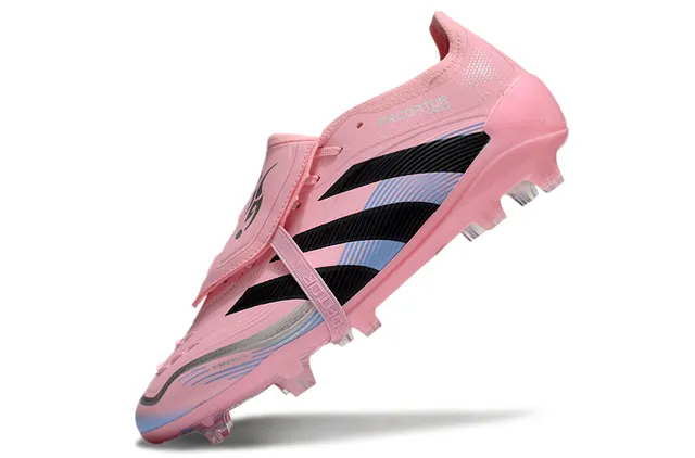Adidas Predator Rose Noir Bas Lace-Lock Bottine Recouvrement Texturé de l'Avant-Pied Sol Ferme Chaussures de Football 3