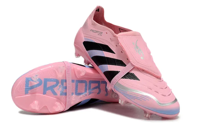 Adidas Predator Rose Noir Bas Lace-Lock Bottine Recouvrement Texturé de l'Avant-Pied Sol Ferme Chaussures de Football 4