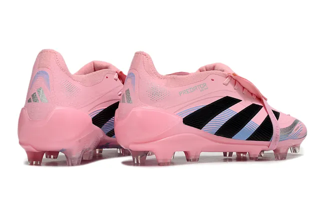Adidas Predator Rose Noir Bas Lace-Lock Bottine Recouvrement Texturé de l'Avant-Pied Sol Ferme Chaussures de Football 5