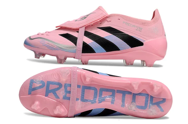 Adidas Predator Rose Noir Bas Lace-Lock Bottine Recouvrement Texturé de l'Avant-Pied Sol Ferme Chaussures de Football 6