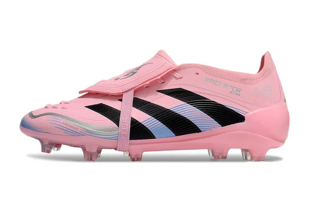 Adidas Predator Rose Noir Bas Lace-Lock Bottine Recouvrement Texturé de l'Avant-Pied Sol Ferme Chaussures de Football 7