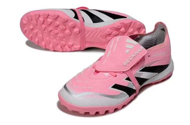 Adidas Predator पिंक ब्लैक लो-कट लेसलेस स्ट्रैप टर्फ सोकर जूते 13