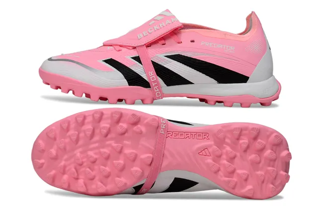 Adidas Predator पिंक ब्लैक लो-कट लेसलेस स्ट्रैप टर्फ सोकर जूते 15