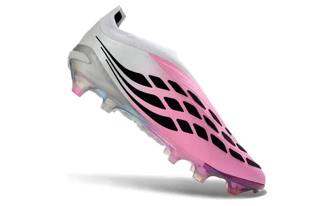 Adidas Predator Pink White Low-Cut Sock-Fit Upper Iridescent Translucent Soleplate Firm-Ground Soccer Shoes 2