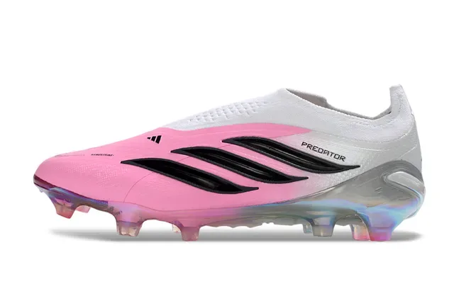 Adidas Predator Pink White Low-Cut Sock-Fit Upper Iridescent Translucent Soleplate Firm-Ground Soccer Shoes 7