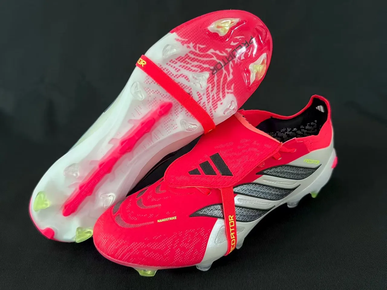 Adidas Predator Red White Blade-Style Overlays Lace Lock Strap Firm-Ground ফুটবল জুতো 9