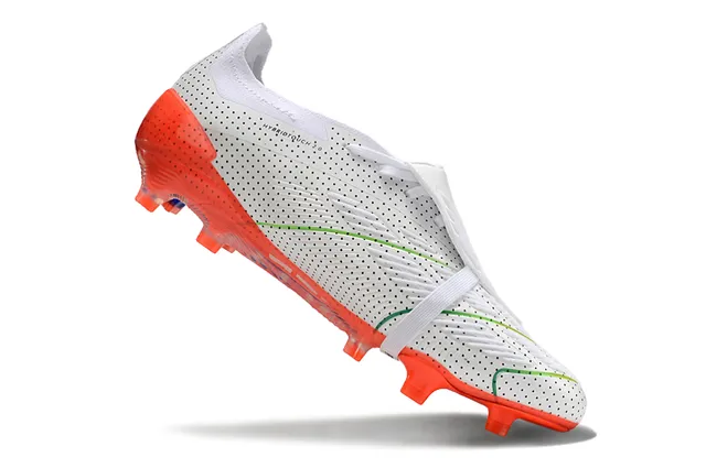 Adidas Predator Branco Azul Superior Sintético Perfurado Assimétrico Sem Cadarço Cinto para Campo Firme Sapatos de Futebol 2