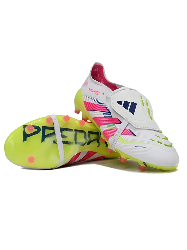 Adidas Predator White Pink Asymmetrical Lace-and-Strap Closure Firm-Ground Soccer Shoes 3