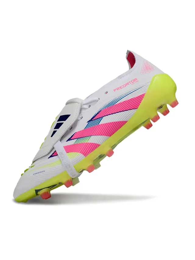 Adidas Predator White Pink Asymmetrical Lace-and-Strap Closure Firm-Ground Soccer Shoes 6