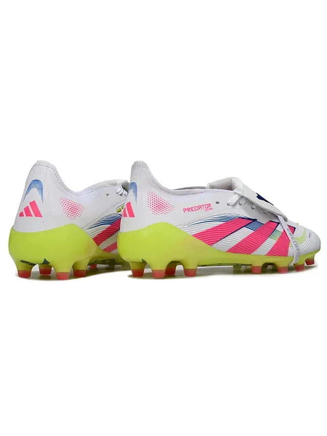 Adidas Predator White Pink Asymmetrical Lace-and-Strap Closure Firm-Ground Soccer Shoes 7