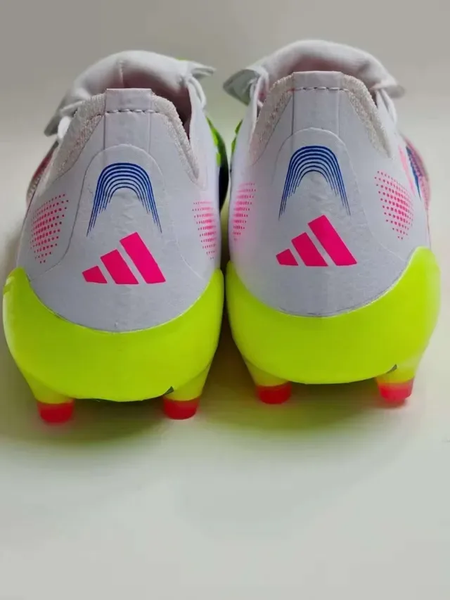 Adidas Predator White Pink Asymmetrical Lace-and-Strap Closure Firm-Ground Soccer Shoes 9