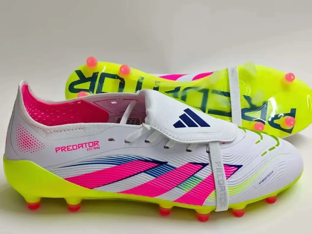 Adidas Predator White Pink Asymmetrical Lace-and-Strap Closure Firm-Ground Soccer Shoes 10