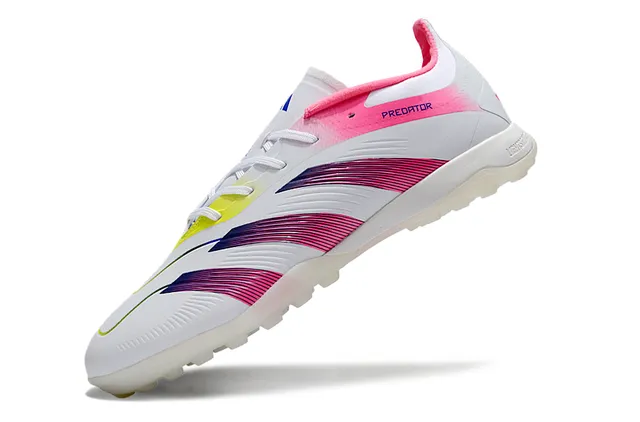 Adidas Predator White Pink Low-Cut Synthetic Upper Gradient Stripe Cage Turf Soccer Shoes 3