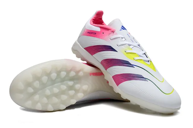 Adidas Predator White Pink Low-Cut Synthetic Upper Gradient Stripe Cage Turf Soccer Shoes 4