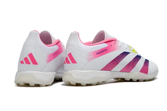 Adidas Predator White Pink Low-Cut Synthetic Upper Gradient Stripe Cage Turf Soccer Shoes 5