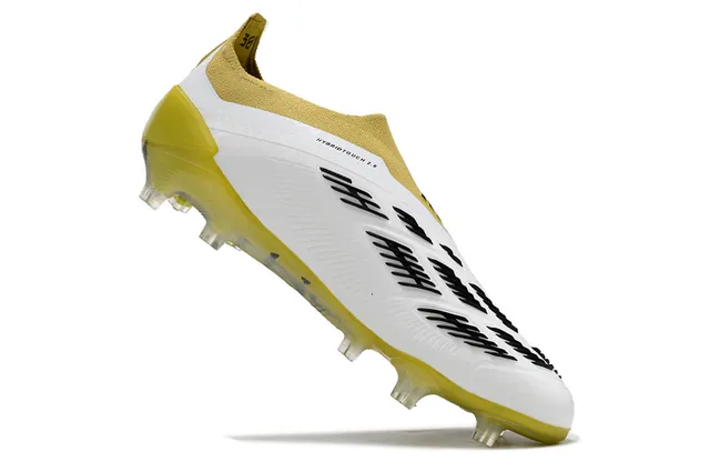 Adidas Predator أبيض أصفر منخفض القطع نسيج علوية طبقة تركيبية متموجة أرضية صلبة أحذية كرة قدم 2