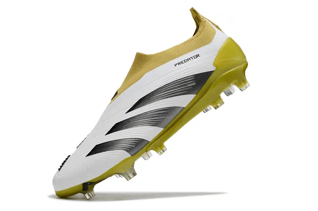 Adidas Predator أبيض أصفر منخفض القطع نسيج علوية طبقة تركيبية متموجة أرضية صلبة أحذية كرة قدم 3