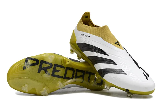 Adidas Predator أبيض أصفر منخفض القطع نسيج علوية طبقة تركيبية متموجة أرضية صلبة أحذية كرة قدم 4