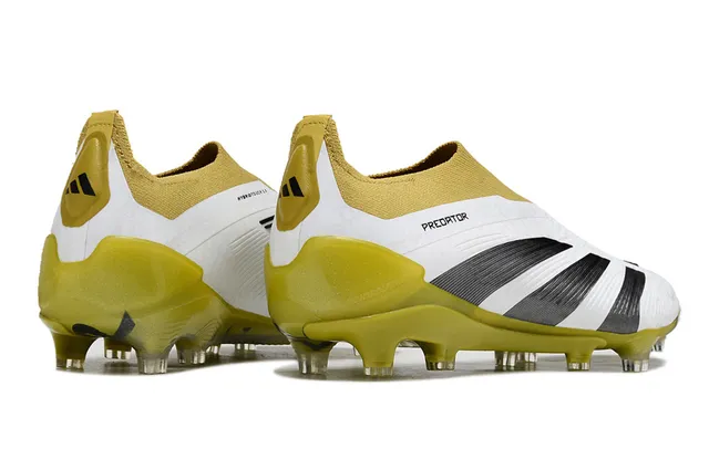 Adidas Predator أبيض أصفر منخفض القطع نسيج علوية طبقة تركيبية متموجة أرضية صلبة أحذية كرة قدم 5