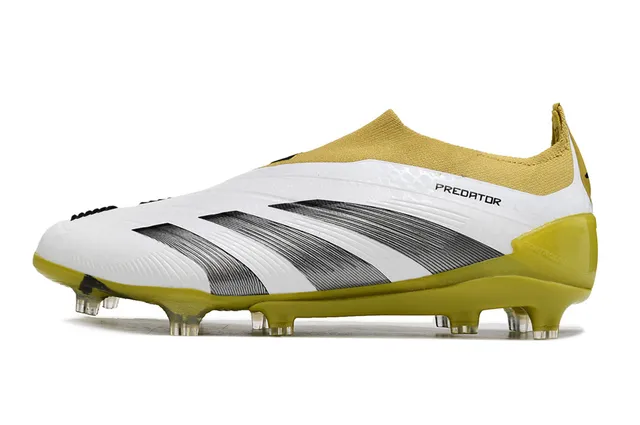 Adidas Predator أبيض أصفر منخفض القطع نسيج علوية طبقة تركيبية متموجة أرضية صلبة أحذية كرة قدم 6