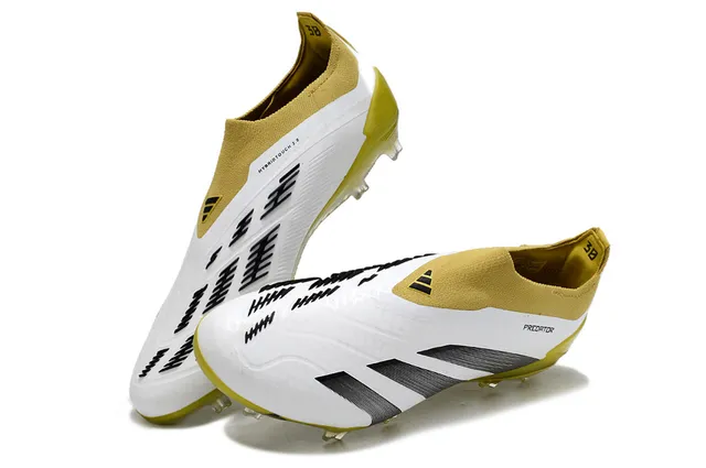 Adidas Predator أبيض أصفر منخفض القطع نسيج علوية طبقة تركيبية متموجة أرضية صلبة أحذية كرة قدم 7