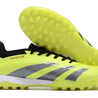 Adidas Predator 黄色 黑色 霓虹 合成鞋面 系带 和 领口 对比 草地 足球 鞋