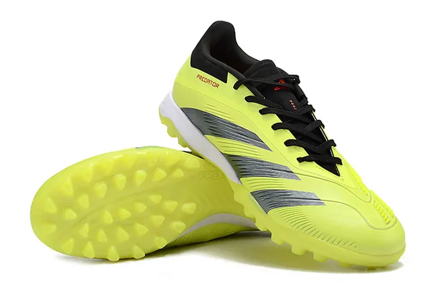 Adidas Predator Yellow Black Neon Synthetic Upper Lace And Collar Contrast Turf Soccer Shoes 4
