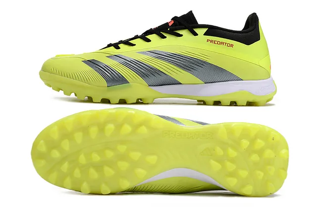 Adidas Predator Yellow Black Neon Synthetic Upper Lace And Collar Contrast Turf Soccer Shoes 6