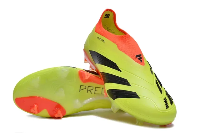 Adidas Predator Chaussures de football upper synthétique jaune orange néon noir trois rayures surface ferme 4