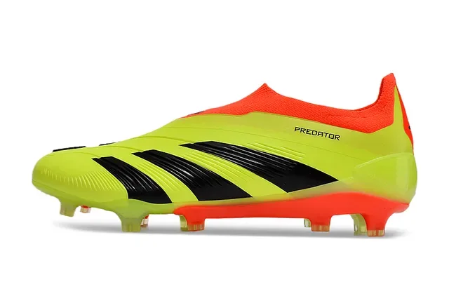 Adidas Predator Chaussures de football upper synthétique jaune orange néon noir trois rayures surface ferme 7