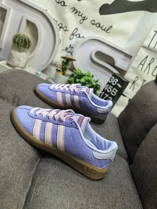 Adidas Daim Violet Beige Tige Trois Bandes Panneau Lateral Lifestyle Sneakers 7