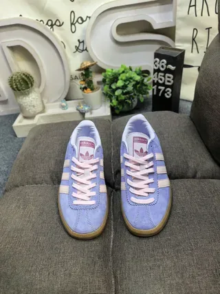 Adidas Daim Violet Beige Tige Trois Bandes Panneau Lateral Lifestyle Sneakers 10