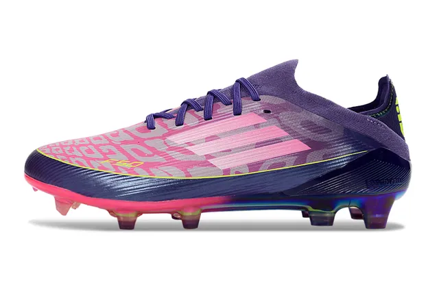 Adidas Roxo Rosa Baixo Corte Upper de Ajuste a Meia Sobreposição de Gradiente Iridescente Gramado Firme Sapatos de Futebol 7