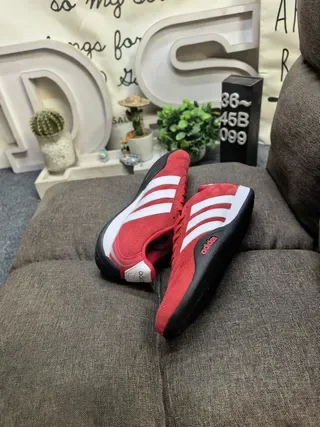 Adidas Red White Suede Upper Three-Stripe Side Panel Lifestyle Sneakers 6