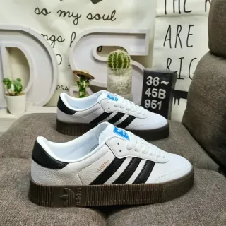 Adidas Samba حذاء رياضي أبيض أسود بني نمط حياة
